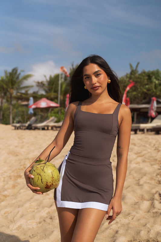 Sixtine — Maillot de bain 2 pièces — Chocolat